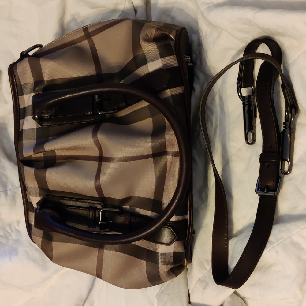 Burberry Northfield Smoke Check Plum Tote